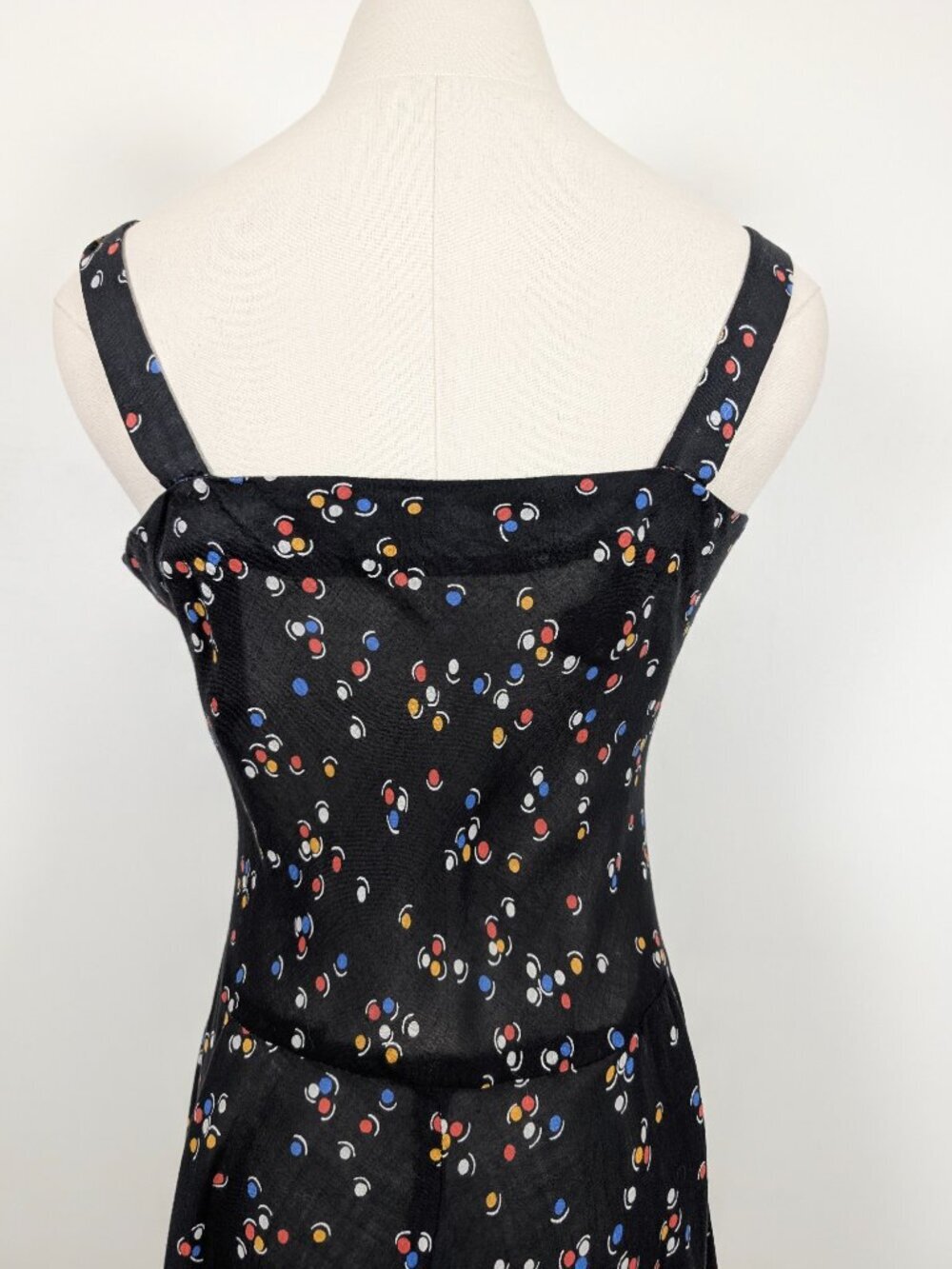 Handmade Polka Dot Sheer Midi A-line Dress Size Small Black - Picture 10 of 13